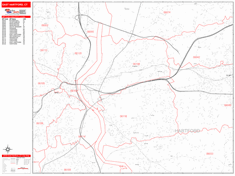 East Hartford Wall Map Zip Code Red Line Style 2024